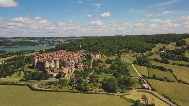 Bird's eye view of France. Flight over famous places. Unforgettable places in France. Aerial photography of france in 4k. Landscapes of France.Aerial photography. Drone filming
