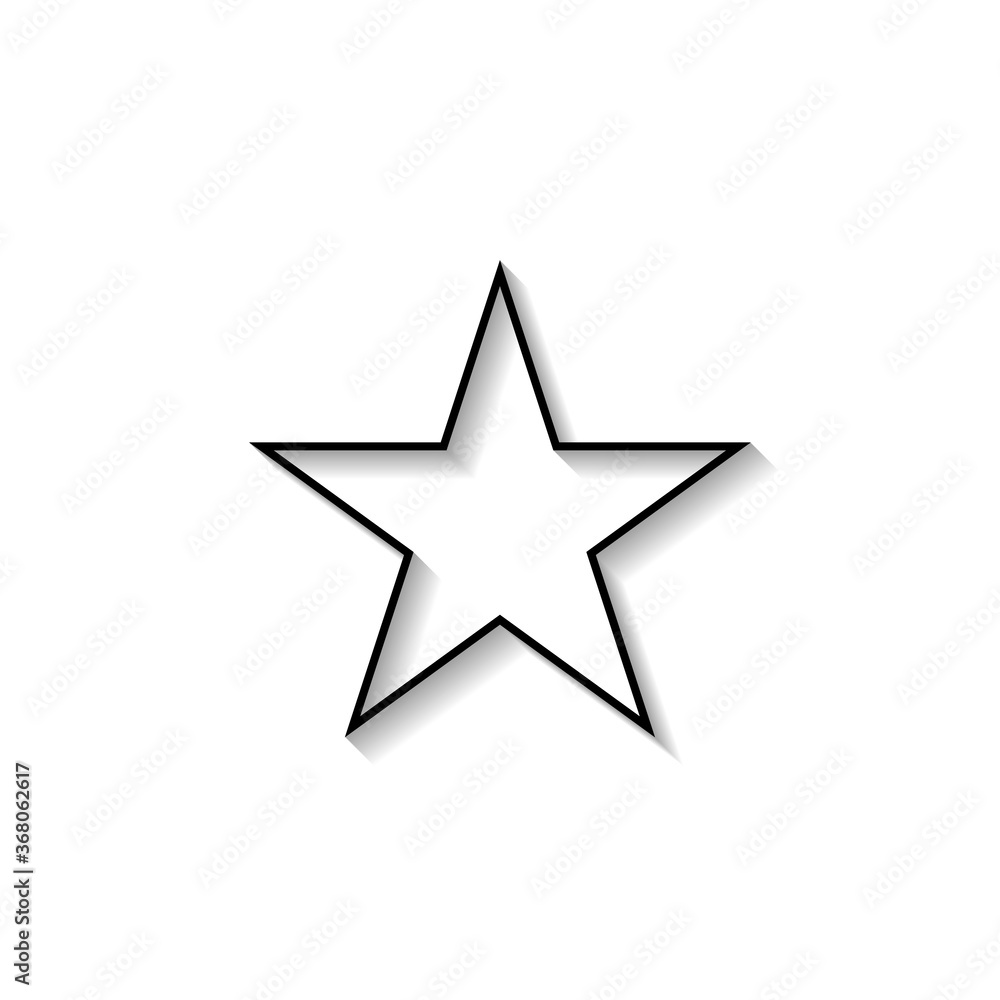 Poster simple star shape line style with shadow isolated on white background. flat vector icon design templ