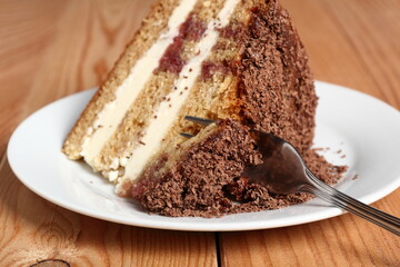 Layer Cake with cream with grated chocolate topping