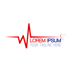 Beautiful cardiology illustration vector logo design health care and medical symbols cardiogram heart beating sign pharmacy company vector logo.