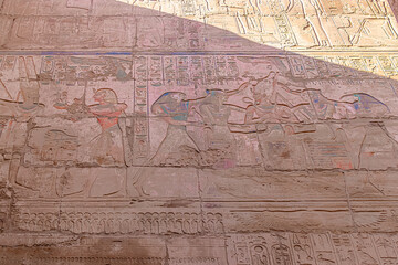 Polychromatic Hieroglyphs in Ruins of the Karnak Temple Complext at Luxor