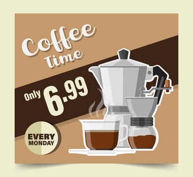 Vector coffee banner, Coffee design vector illustration..