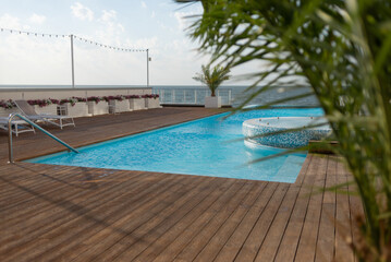 infinity pool in turkey overlooking the sea.