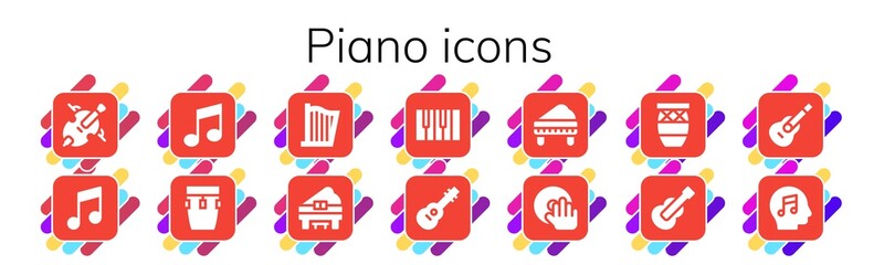 Modern Simple Set of piano Vector filled Icons