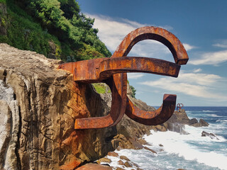 Fototapeta premium Rzeźba El Peine del Viento w San Sebastian w Hiszpanii