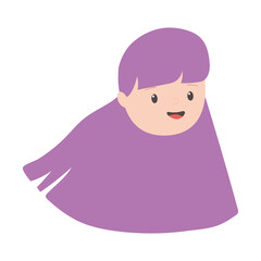 young woman face cartoon character isolated icon design