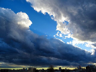 A cloud broken to two and light to come in