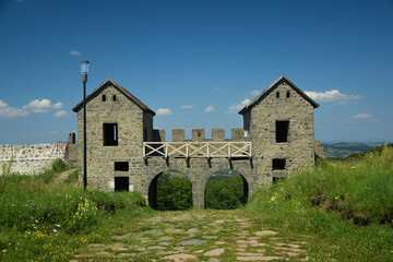 Fototapeta na wymiar Roman fort gate - Porolissum ancient roman city in Romania, old Dacia province