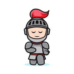 Cute knight kawaii mascot design illustration