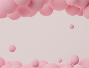 3d render of pink ball on pastel background. Fluids drops, soaps bubbles, blobs that floating on the air. Holographic creative idea concept.