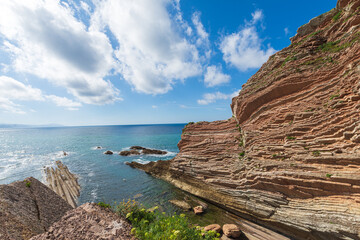 Detail of the Algorri beach cliff, in Zumaia, Basque Country, horizontal