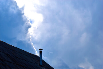 Storm clouds and buildings around the scenery in the summer