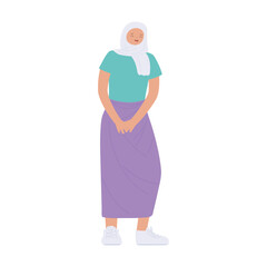young woman wearing hijab standing isolated icon design