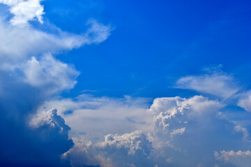 The stormy beauty of the blue Cumulus clouds in summer