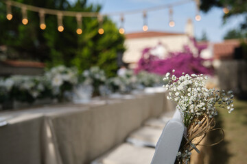 Dining table chair flower decoration, chair decor