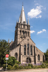 Facade of Saint Jacques Church in Tournai, Belgium