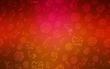 Light Red vector cover with cuisine gourmet. Beautiful colored illustration with food in doodle style. Doodle design for your business advert of cafes.