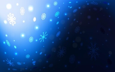 Obraz na płótnie Canvas Dark BLUE vector template with ice snowflakes. Shining colored illustration with snow in christmas style. New year design for your business advert.