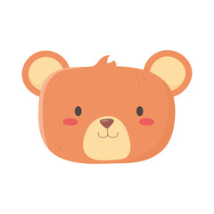kids toys teddy bear head cartoon isolated icon design white background