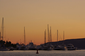 sunset in the harbor. Croatia. Trogir