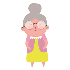 grandparents day, grandma standing character cartoon isolated icon design