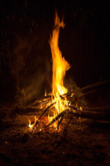 Campfire fire in the night