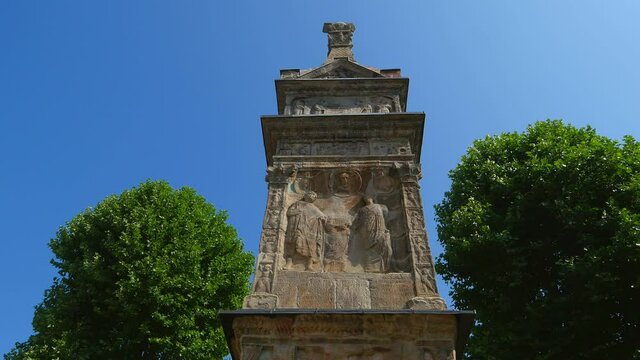 Igel (Igeler) Column, a Roman Funerary Monument, Igel on Moselle River, Moselle Valley, Rhineland-Palatinate, Germany