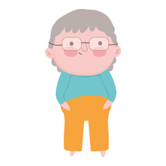 grandparents day, cartoon grandfather character family isolated icon design white background