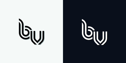 Modern Abstract Initial letter BV logo. This icon incorporate with two abstract typeface in the creative way.It will be suitable for which company or brand name start those initial.