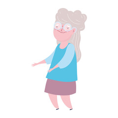 grandparents day, grandma standing character cartoon isolated icon design