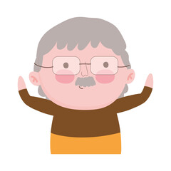 grandparents day, old man grandpa cartoon character portrait isolated icon design white background