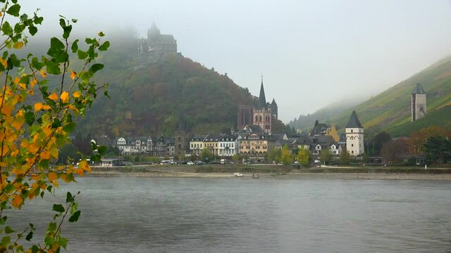 Rhine River with Stahleck Castle and Bacharach, Rhineland-Palatinate, Germany