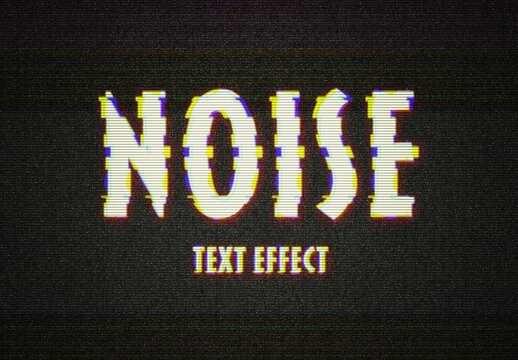 VHS Noise Glitch Text Effect Mockup