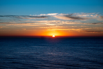 Sunrise over the Southern Ocean from Bird Rock Lookout, Torquay, Victoria, Australia