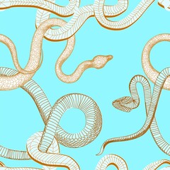Adjoining, amphibian. Snakes seamless pattern.
