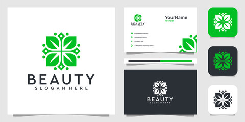 Leaf flower illustration vector graphics in green color. Suit fo decoration, spa, feminine, logo, advertisement, and business card