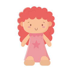 kids toys cute little doll isolated icon design white background