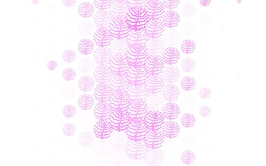 Light Pink vector doodle template with branches, trees.