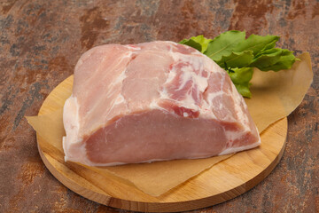 Raw pork meat piece for cooking