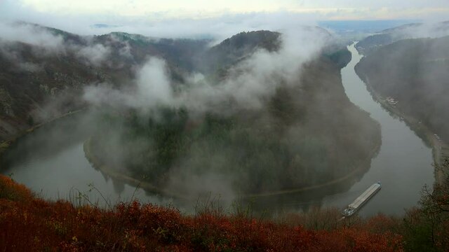 Cloef Viewpoint in Orscholz and Saar River Bend, Mettlach, Saarland, Germany