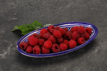 Red bright ripe sweet raspberry