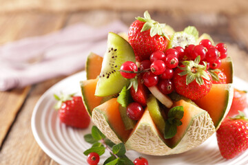 fruit salad with melon and berries fruits