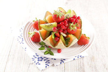 fruit salad with melon and berries fruits