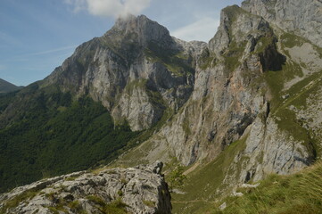 Obraz premium The dramatic landscape in the Picos de Europa mountains in Cantabria and Castile and Leon in Spain