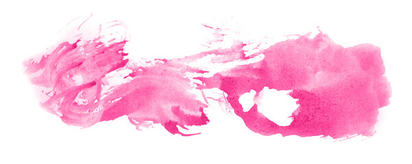 Obraz premium Abstract watercolor background hand-drawn on paper. Volumetric smoke elements. Pink color. For design, web, card, text, decoration, surfaces.