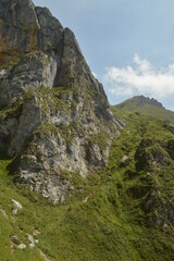 The dramatic landscape in the Picos de Europa mountains in Cantabria and Castile and Leon in Spain