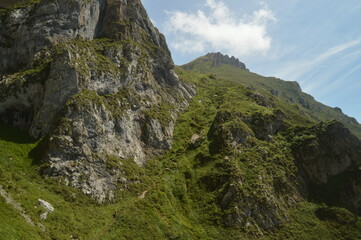 Fototapeta na wymiar The dramatic landscape in the Picos de Europa mountains in Cantabria and Castile and Leon in Spain