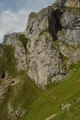 The dramatic landscape in the Picos de Europa mountains in Cantabria and Castile and Leon in Spain