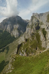 The dramatic landscape in the Picos de Europa mountains in Cantabria and Castile and Leon in Spain
