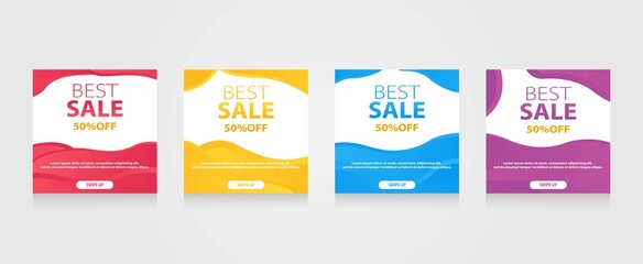 Naklejka premium Dynamic modern fluid mobile for flash sale banners. Sale banner template design, Flash sale special offer set